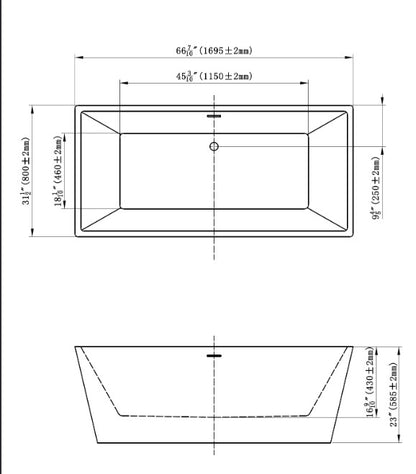 Roman 67" freestanding bathtub black