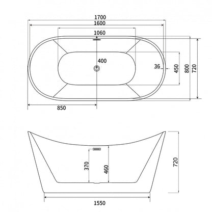 Siwa 67" freestanding bathtub, black