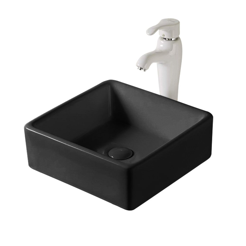 Sulawe 15" matte black, porcelain sink 