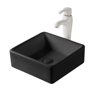 Sulawe 15" matte black, porcelain sink 