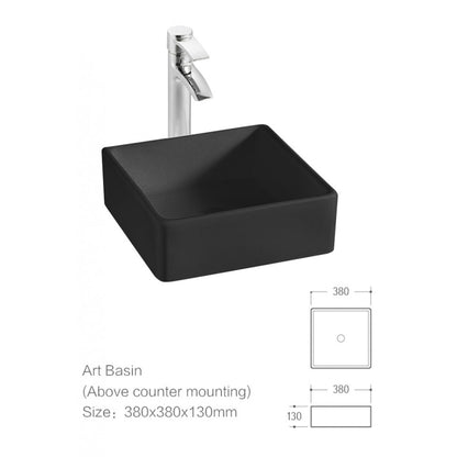 Sulawe 15" matte black, porcelain sink 