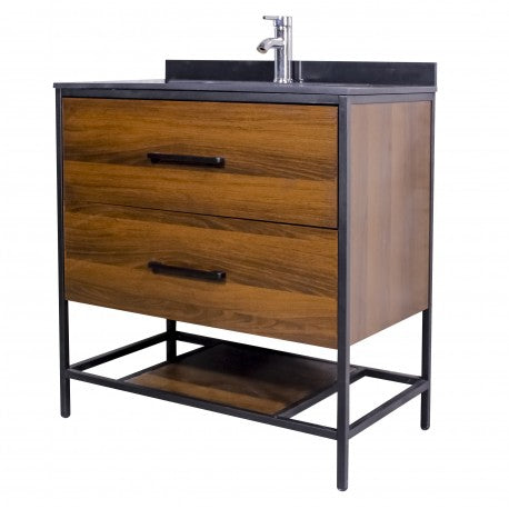 Titus 32", Tess Cherry-Black Countertop, Freestanding Vanity