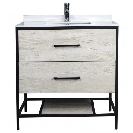 Titus 32" Vivo Oak-White Countertop, Freestanding Vanity