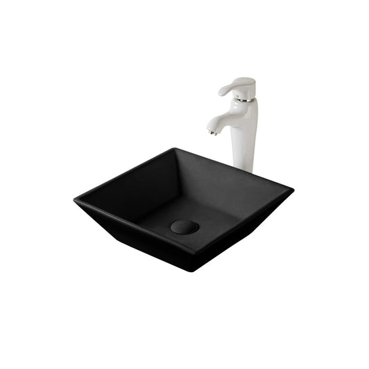 Wakato 16.5" Matte Black Porcelain Sink