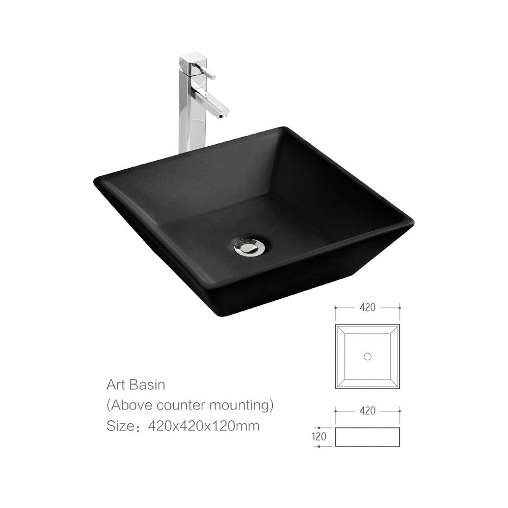 Wakato 16.5" Matte Black Porcelain Sink